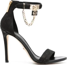 Michael Kors 110mm crocodile-effect suede sandals Black