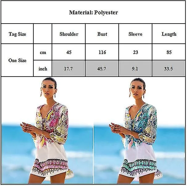 Mujer Boho Sarong Bikini Beach Cover Up Dress Swimwear Kaftan Beachwear