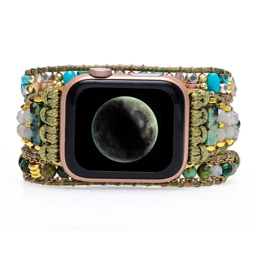 Natural African Turquoise Green Apple Watch Band