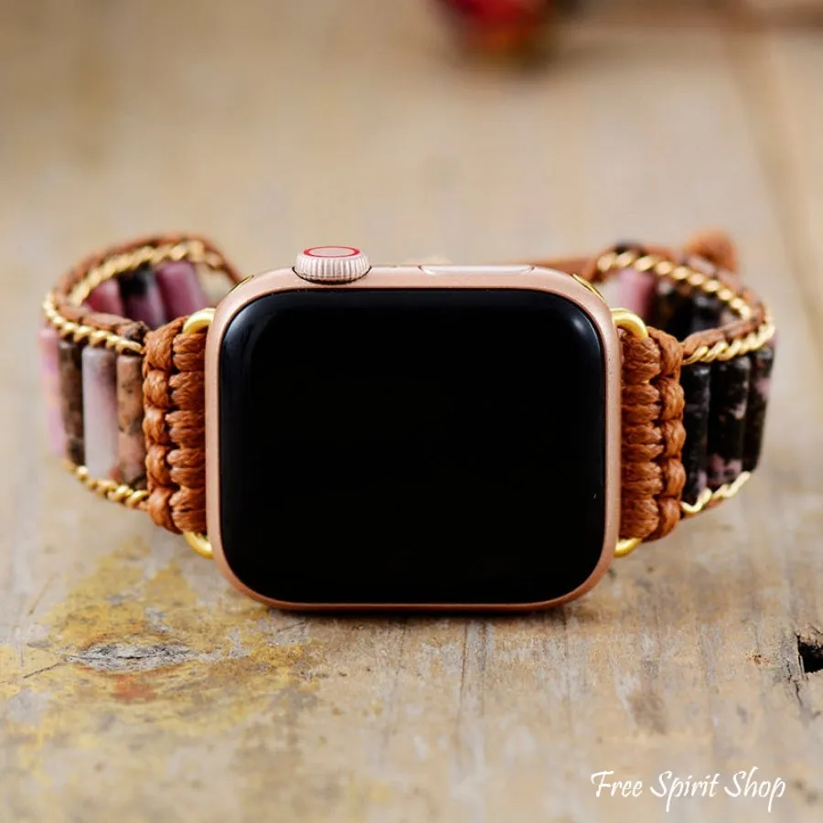 Natural Rhodonite Tube Apple Watch Band