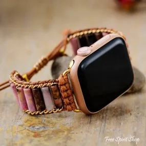 Natural Rhodonite Tube Apple Watch Band