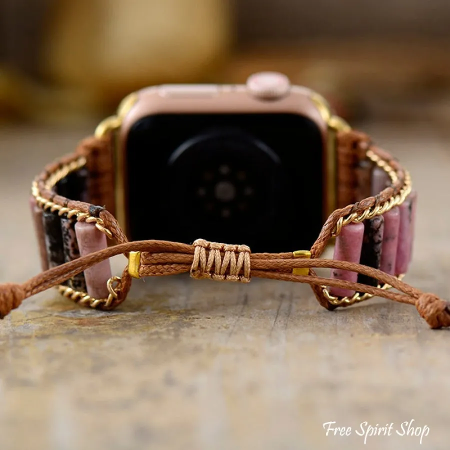 Natural Rhodonite Tube Apple Watch Band