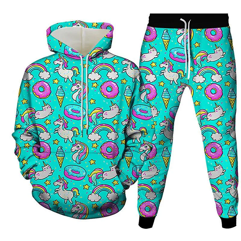 New Doughnut Printed Hoodie Suit for Adults