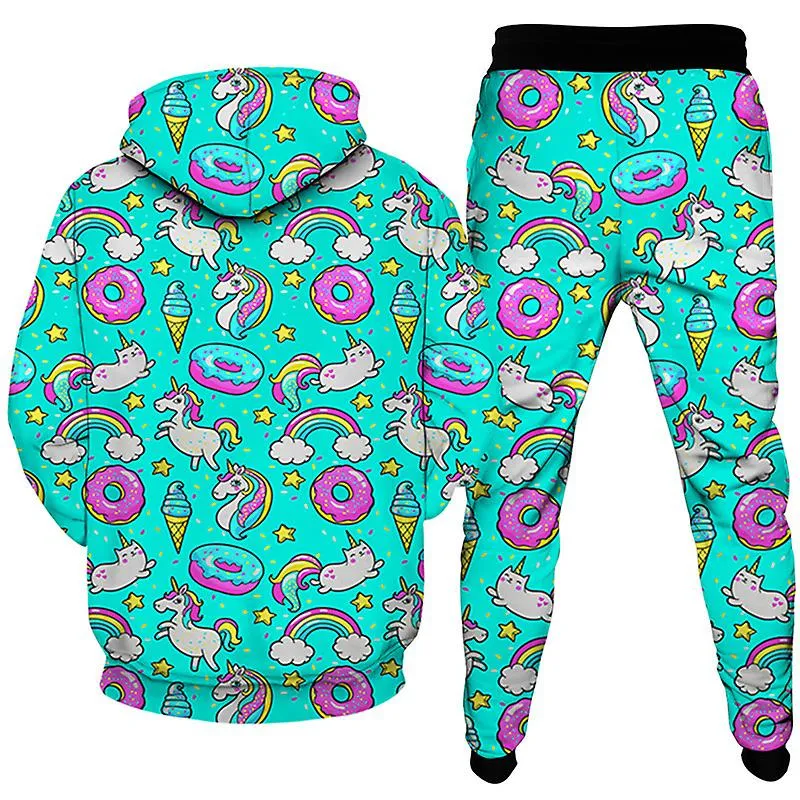 New Doughnut Printed Hoodie Suit for Adults