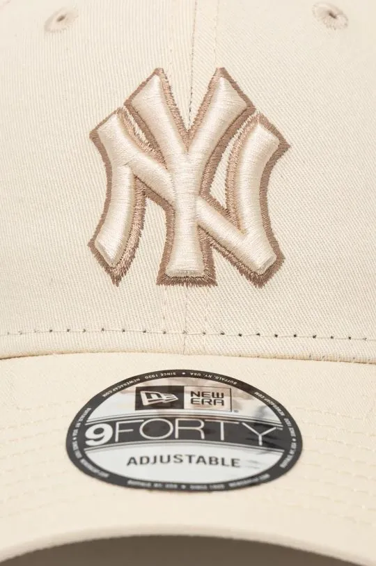 New Era cotton baseball cap TEAM OUTLINE 9FORTY® beige color with an application 60565114