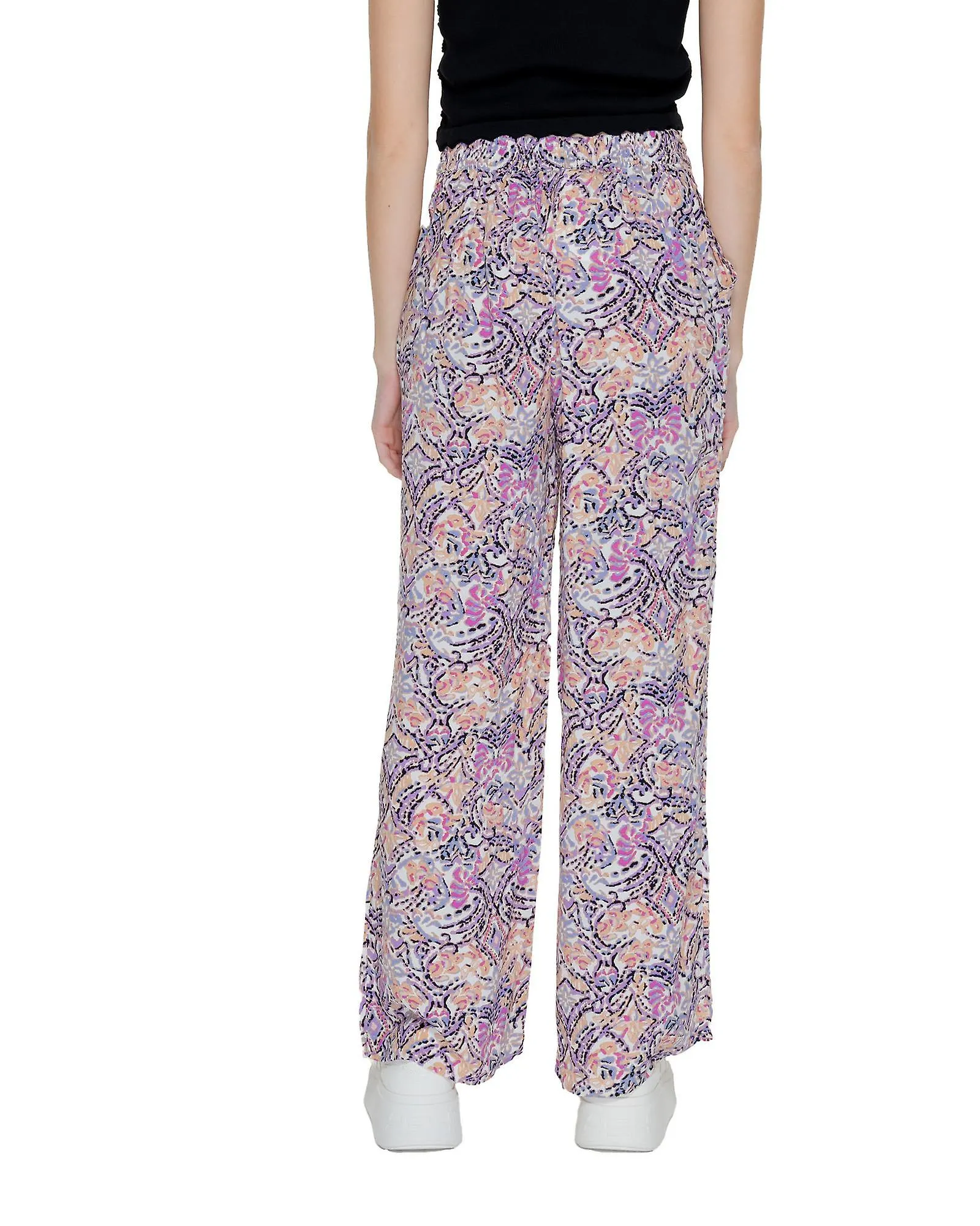 Only Lilac Printed Viscose Trousers with Laces