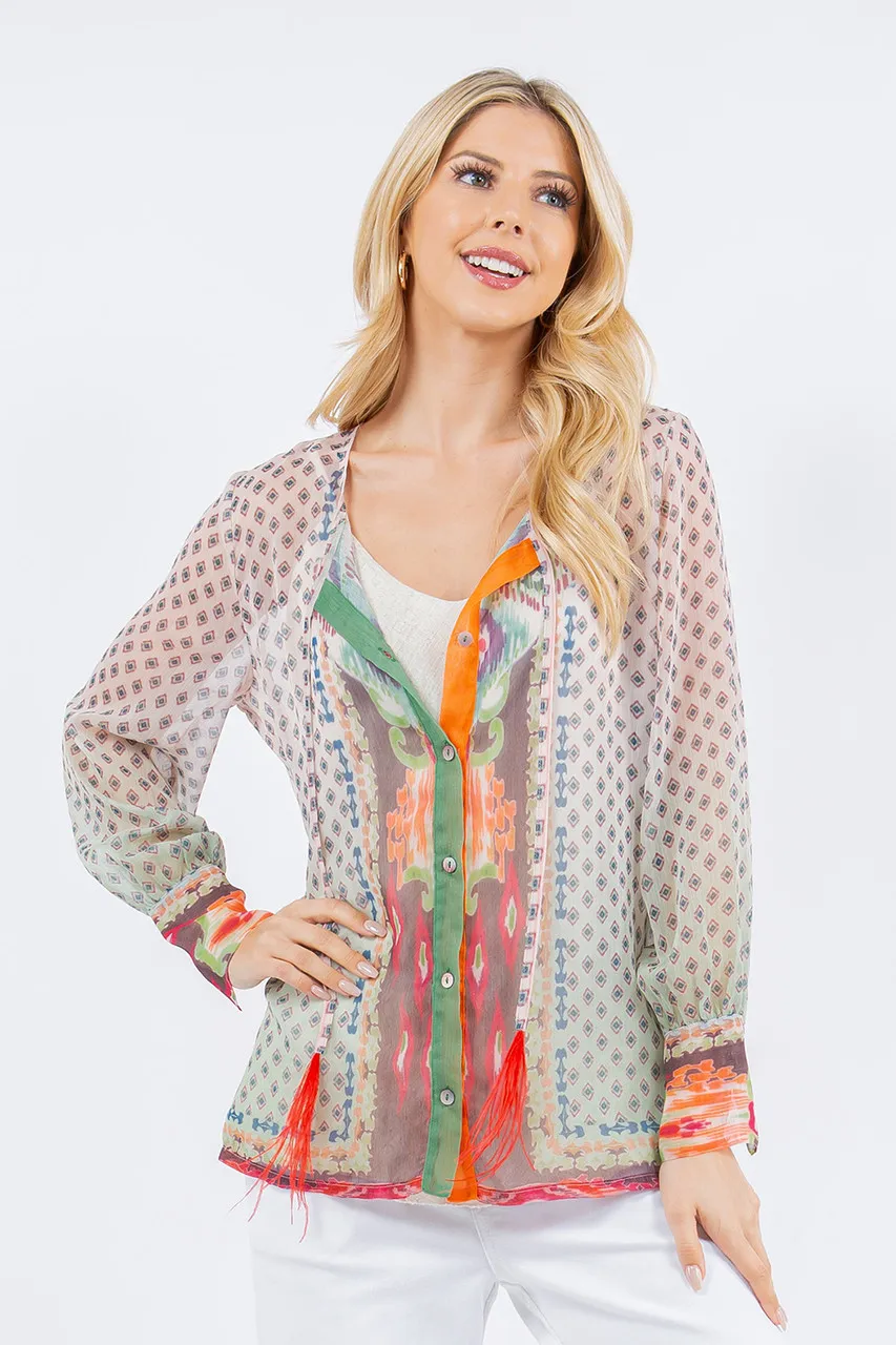 Paparazzi Ikat Chiffon Blouse