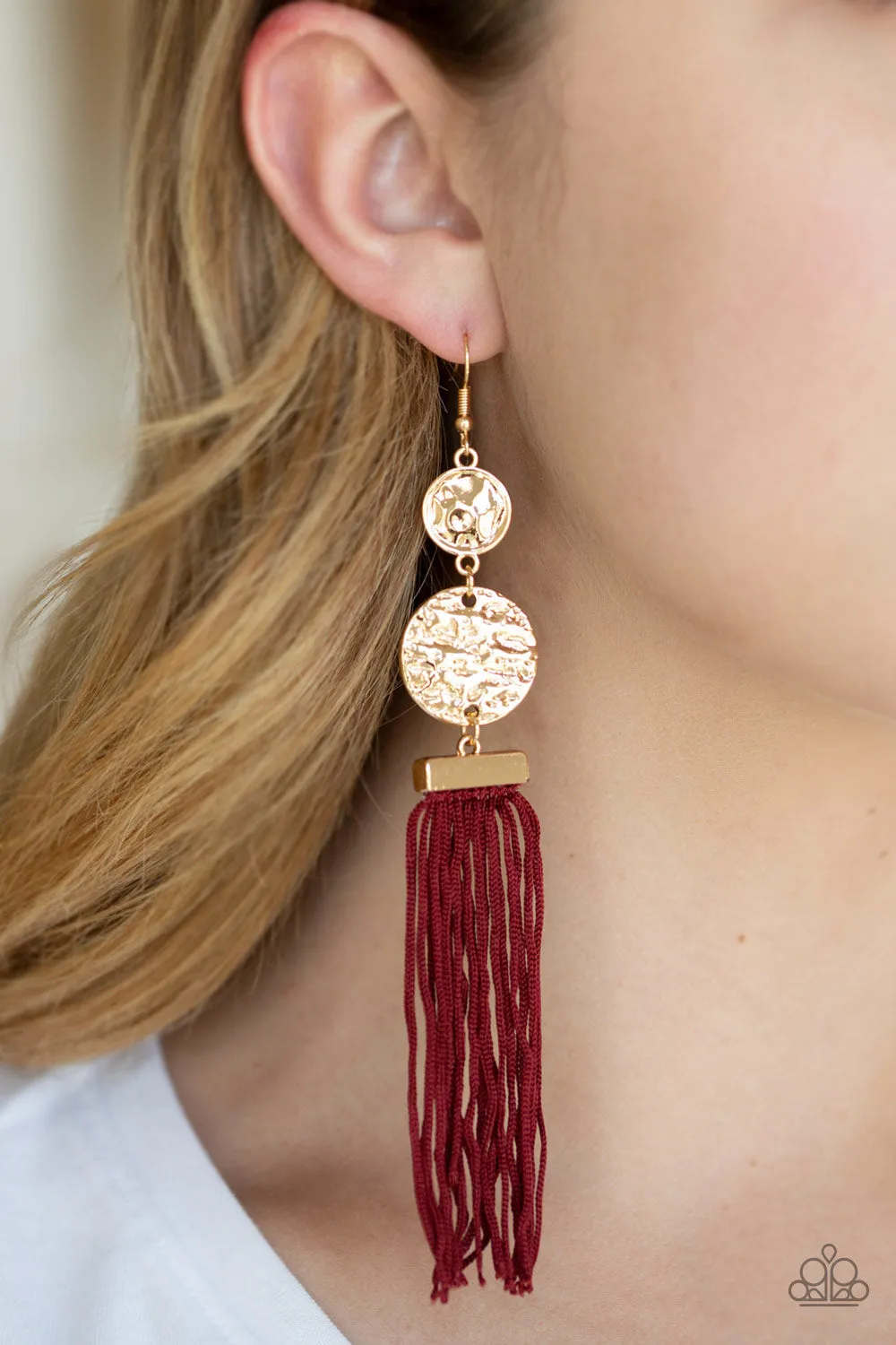 Paparazzi Lotus Gardens - Red Gold Earrings