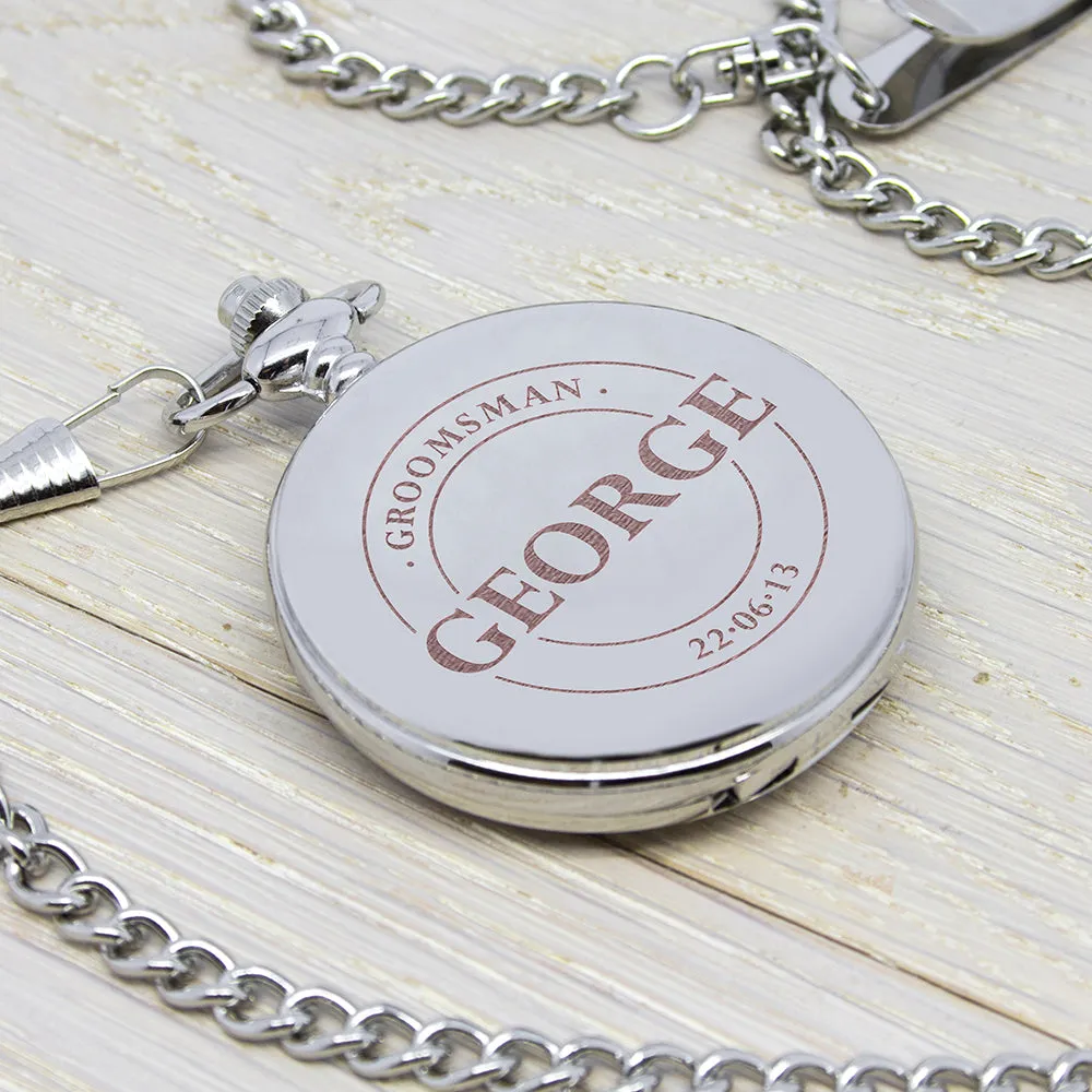 Personalised Groomsman Emblem Pocket Watch