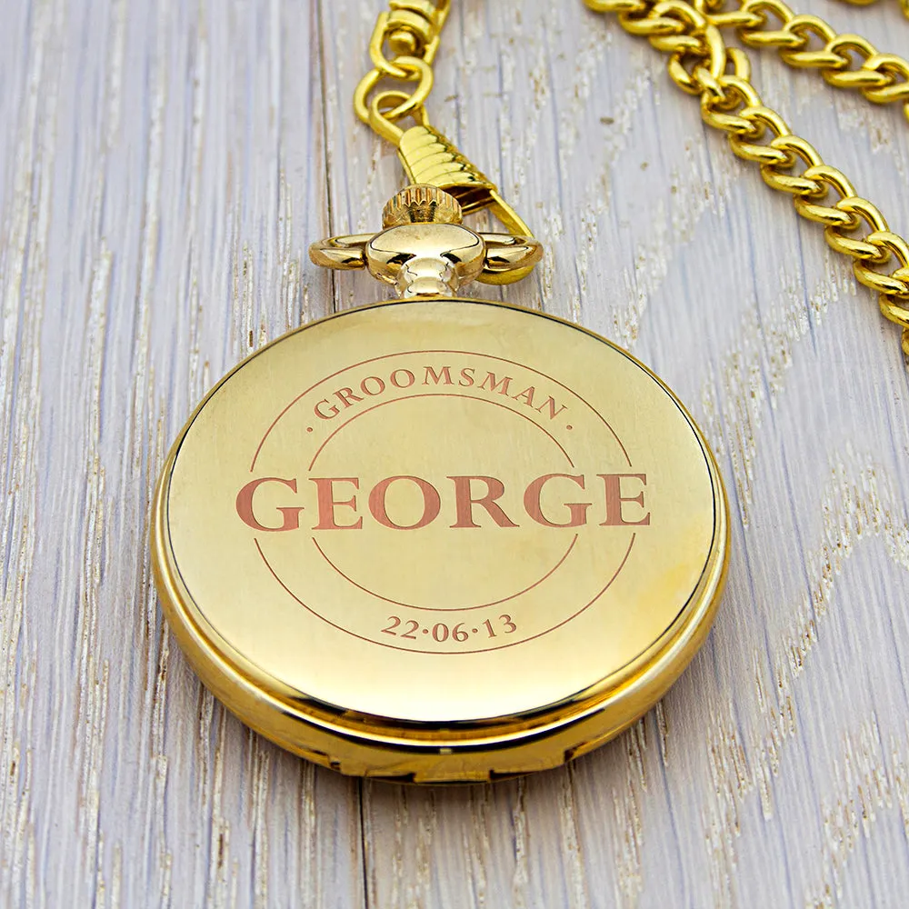 Personalised Groomsman Emblem Pocket Watch