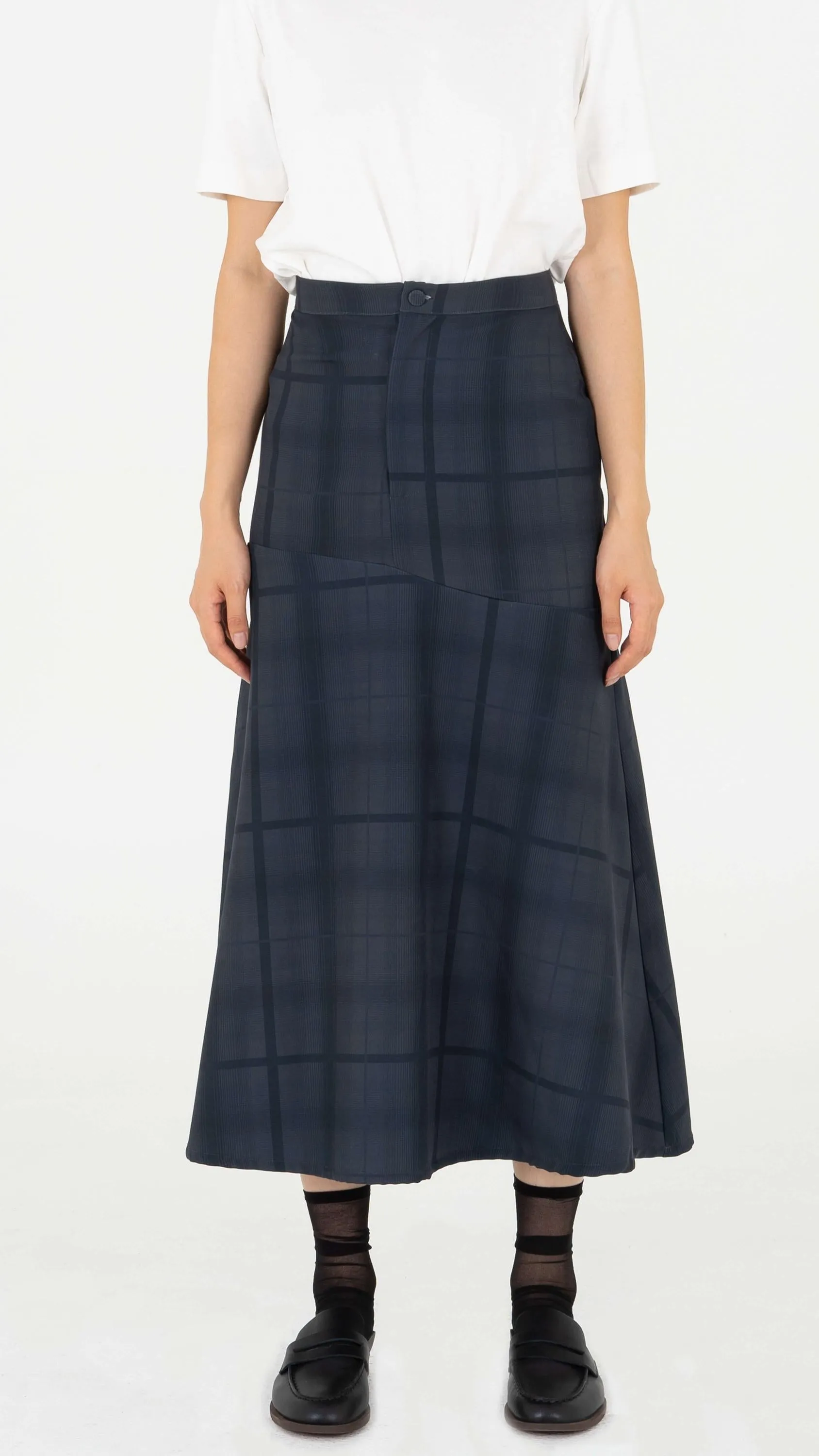 Plaid blue midi skirt