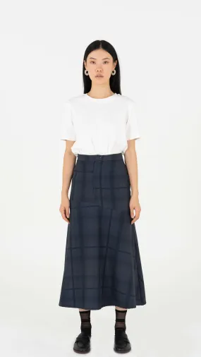 Plaid blue midi skirt