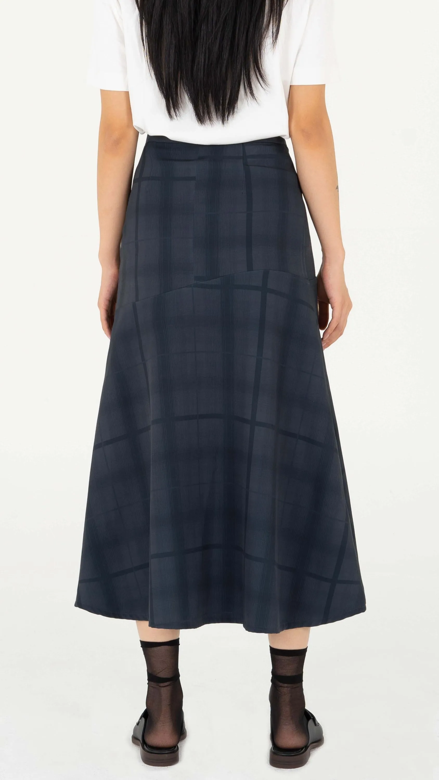 Plaid blue midi skirt