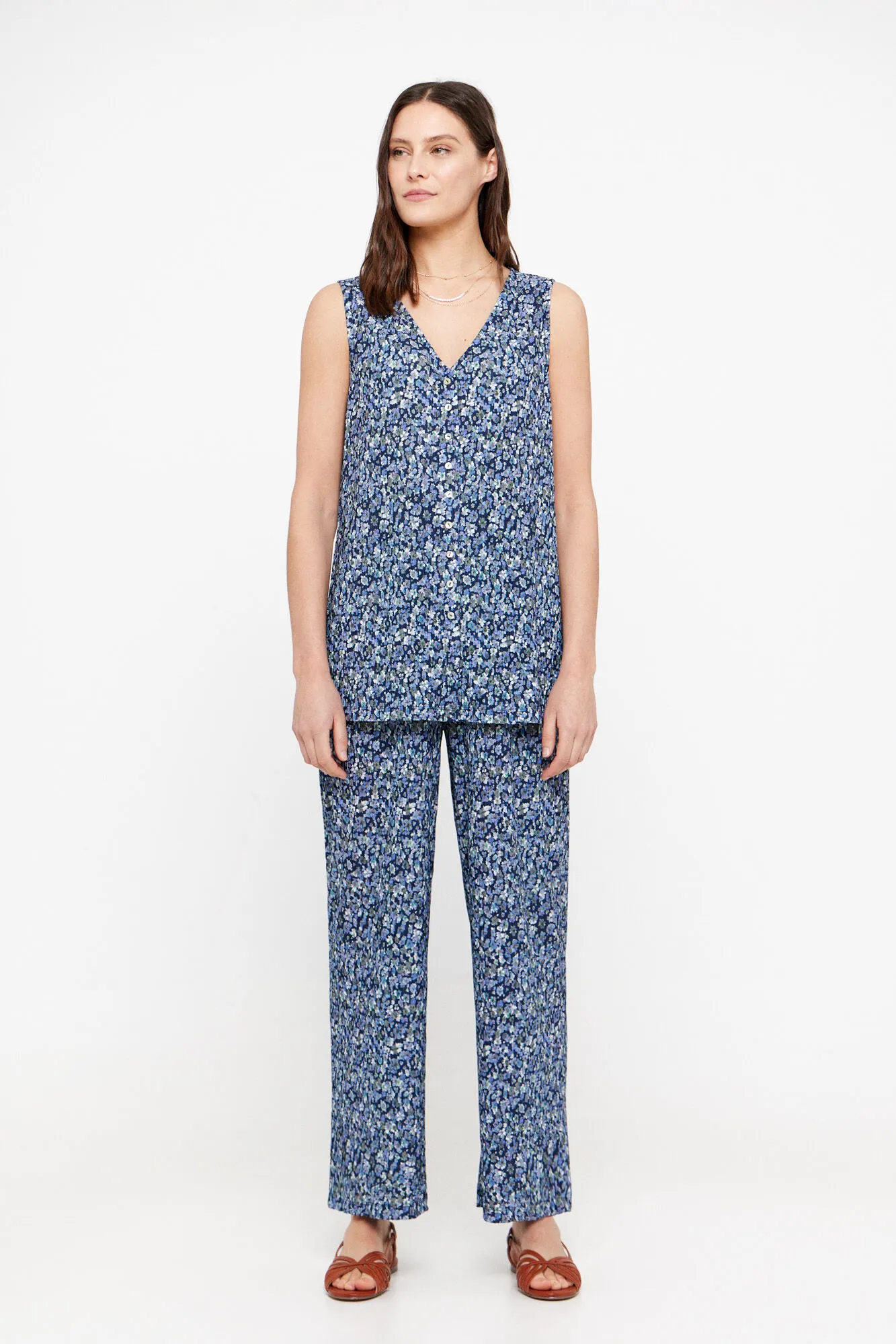 Printed jersey-knit trousers