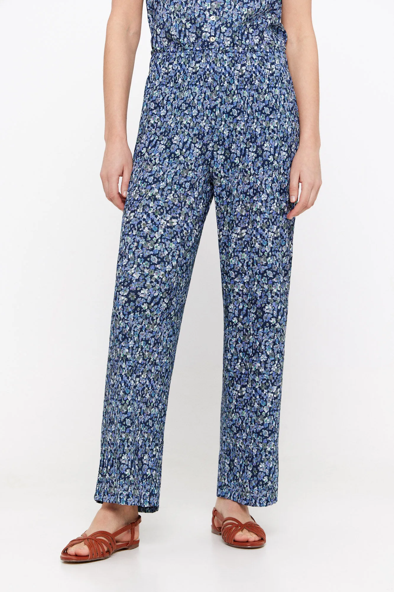 Printed jersey-knit trousers