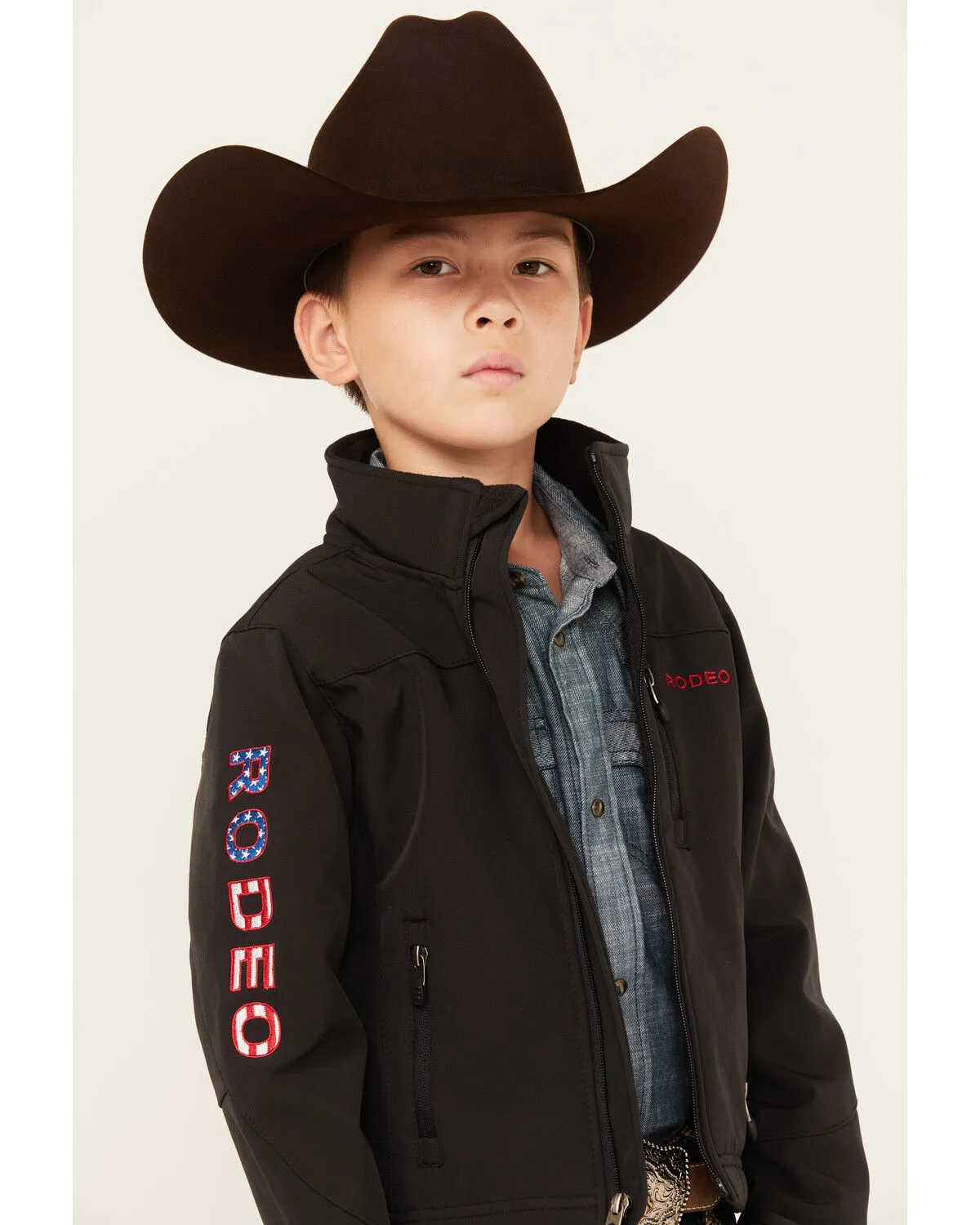 Product Name:  Rodeo Clothing Boys' USA Flag Waterproof Softshell Jacket