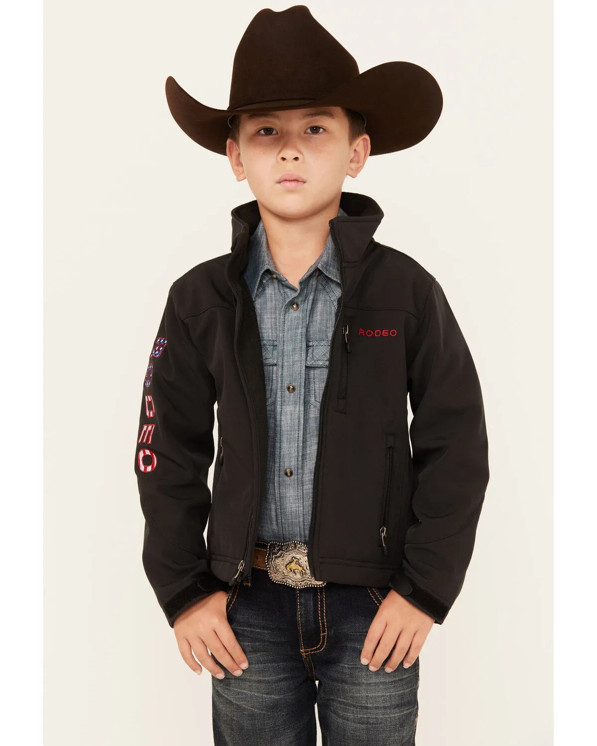 Product Name:  Rodeo Clothing Boys' USA Flag Waterproof Softshell Jacket