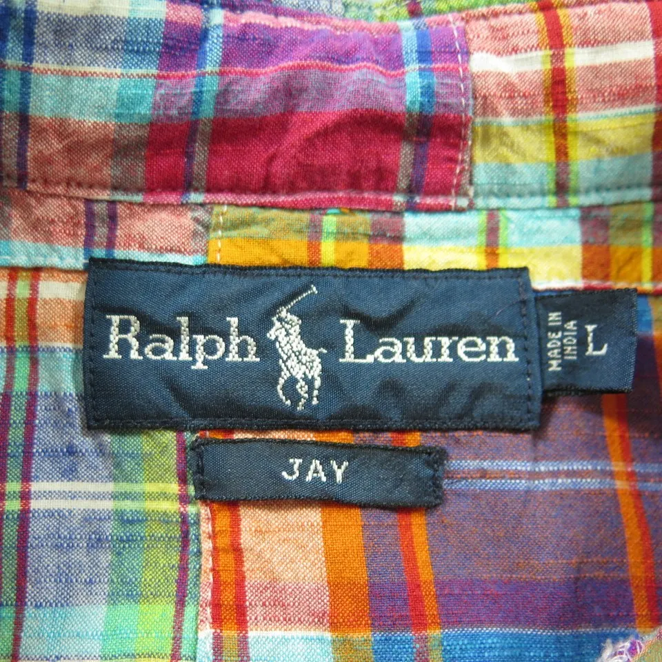 Ralph Lauren Summer Patchwork Shirt Mens L Madras by The Clothing Vault