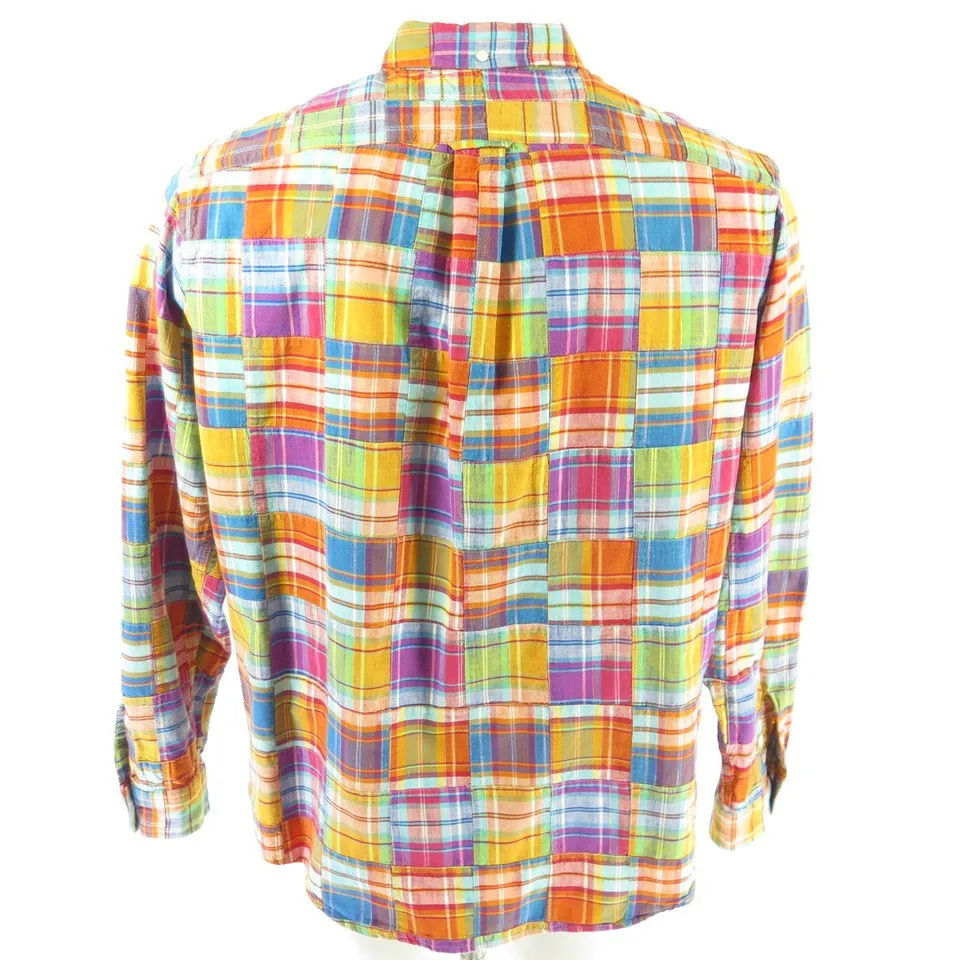 Ralph Lauren Summer Patchwork Shirt Mens L Madras by The Clothing Vault