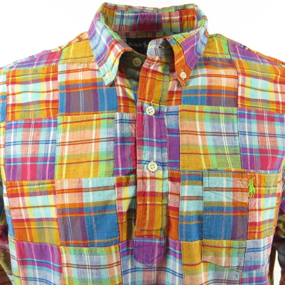 Ralph Lauren Summer Patchwork Shirt Mens L Madras by The Clothing Vault