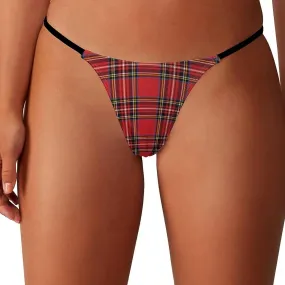 Red Black Buffalo Scottish Tartan Plaid Checkered G-String Thongs Women's T-Back Underwear Panty-WE448