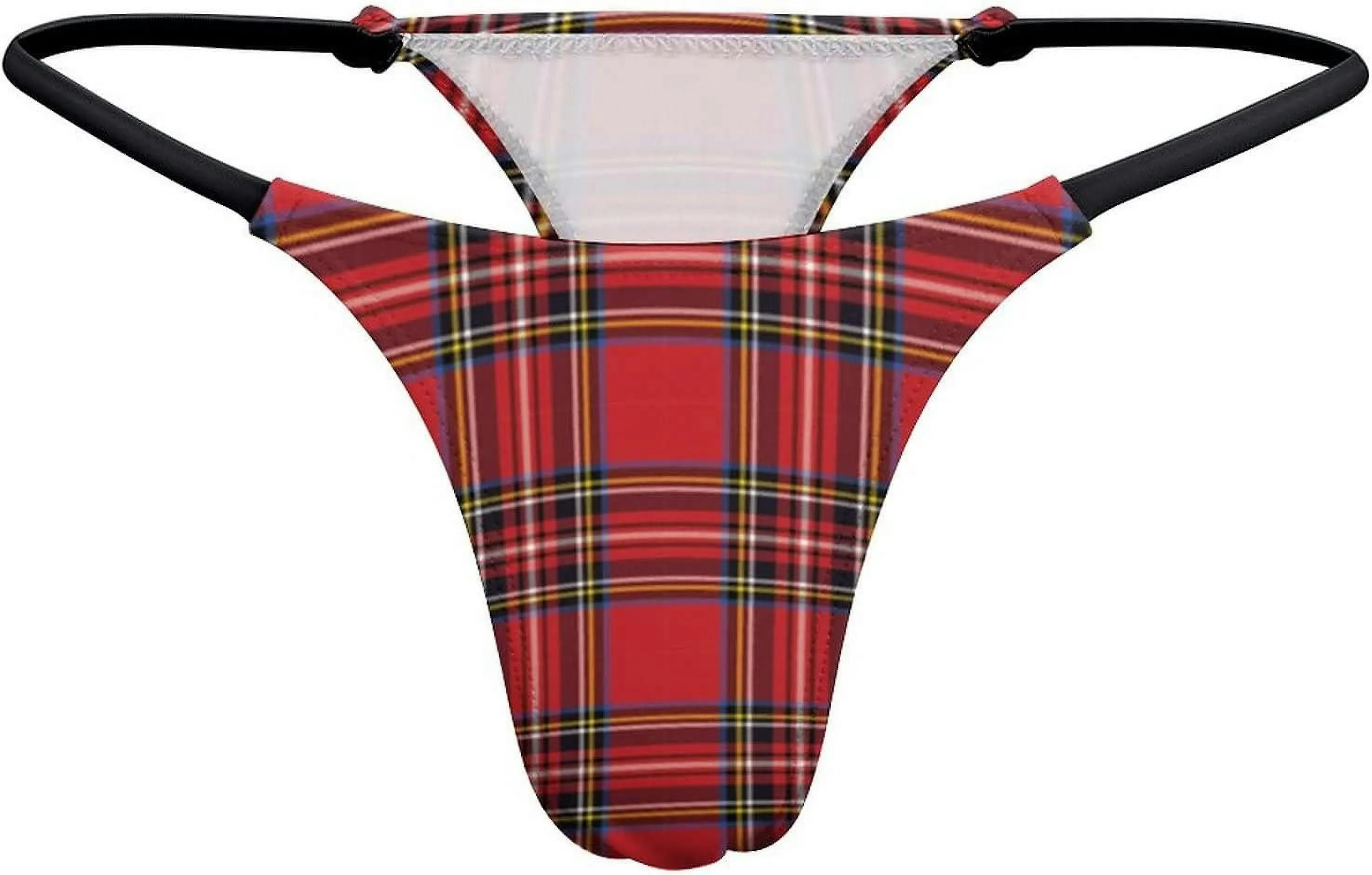 Red Black Buffalo Scottish Tartan Plaid Checkered G-String Thongs Women's T-Back Underwear Panty-WE448