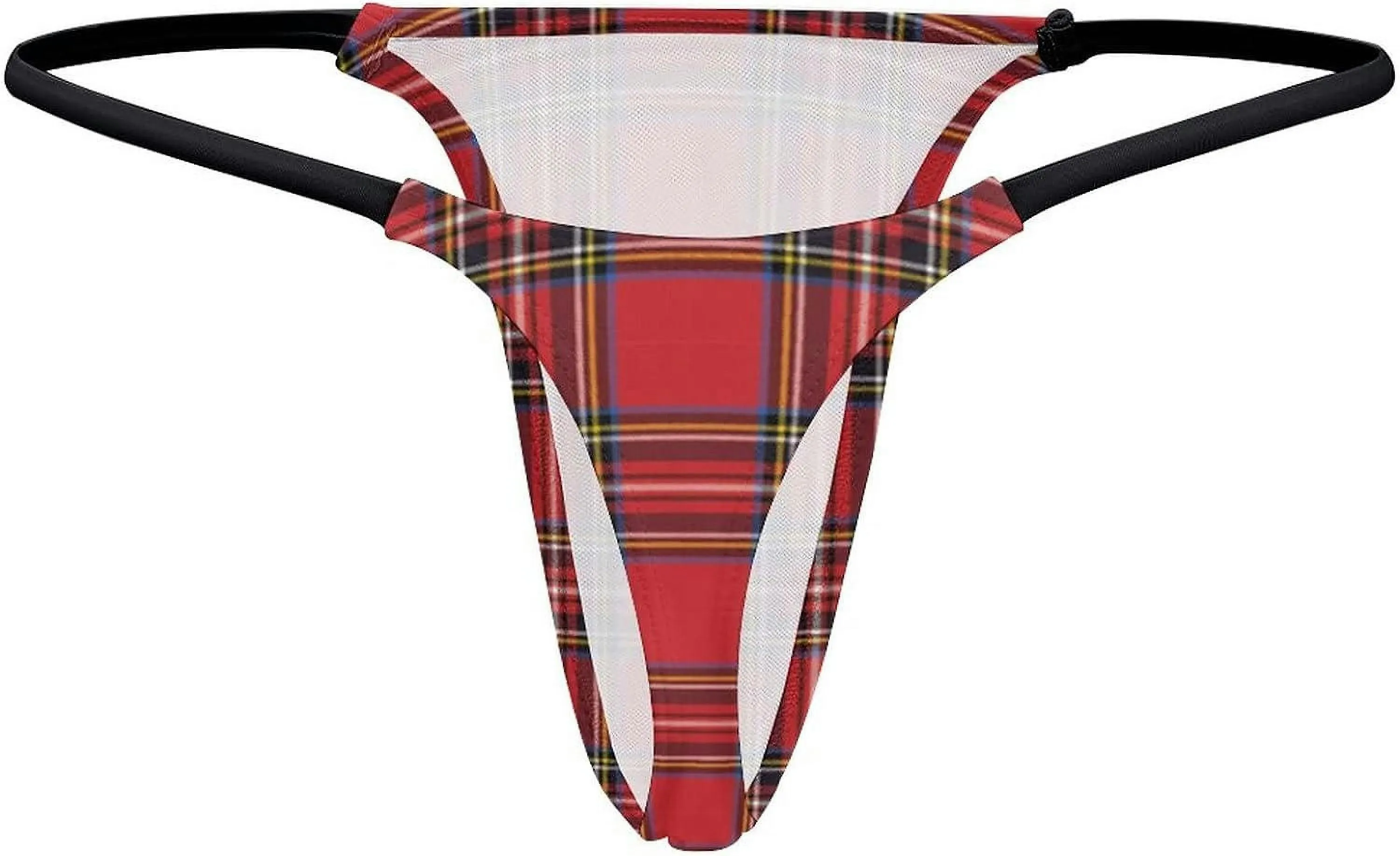 Red Black Buffalo Scottish Tartan Plaid Checkered G-String Thongs Women's T-Back Underwear Panty-WE448