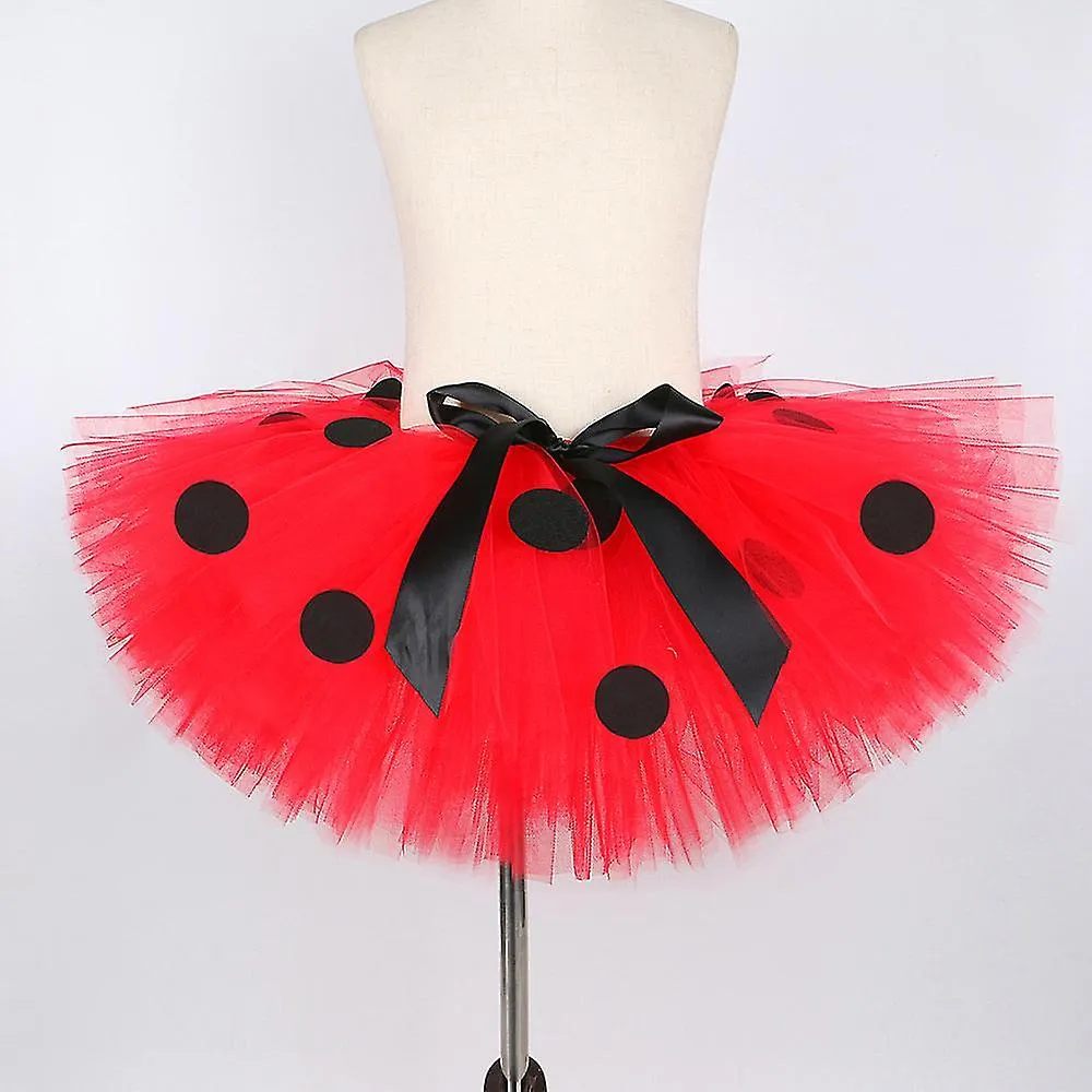 Red Ladybird Tutu Skirt Skirt Set With Wings Children's Performance Mesh Half Body Skirt Puffy Skirt