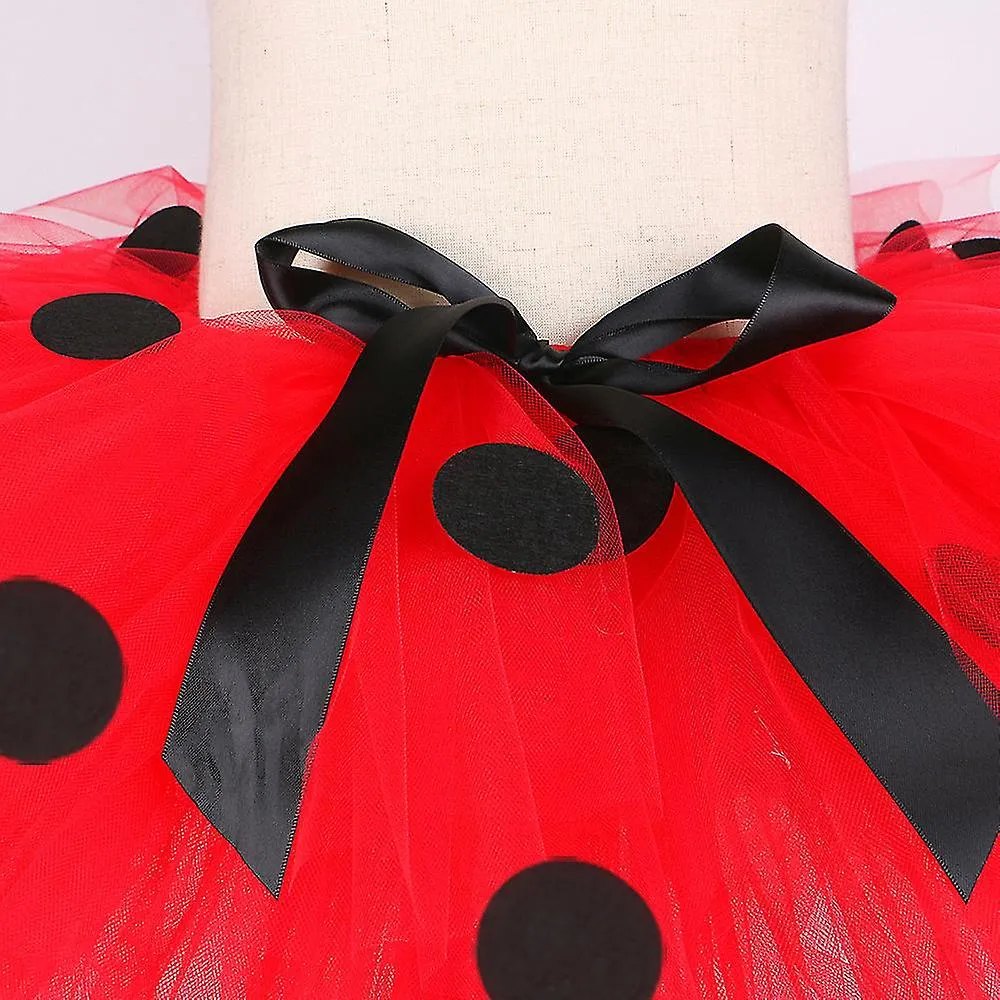 Red Ladybird Tutu Skirt Skirt Set With Wings Children's Performance Mesh Half Body Skirt Puffy Skirt