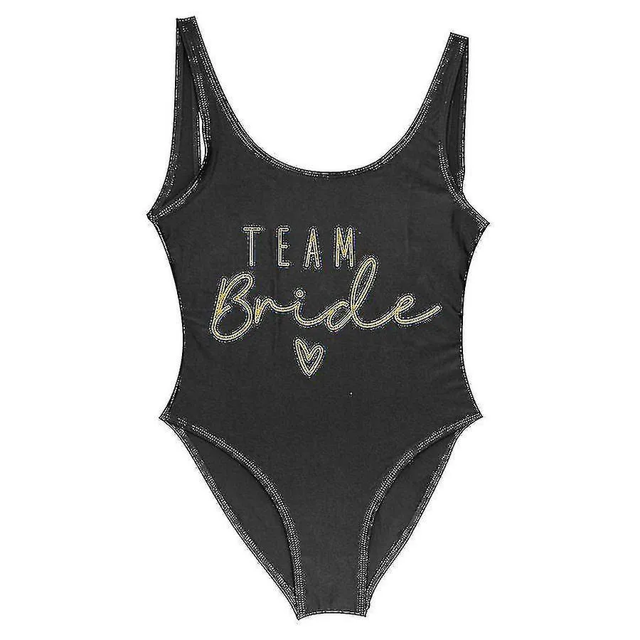 S-3xl Gold Print Team Bride One-piece Swimsuit Squad Women Swimwear Bachelorette Party Swimsuit Summer Beatchwear Bathing Suit-s