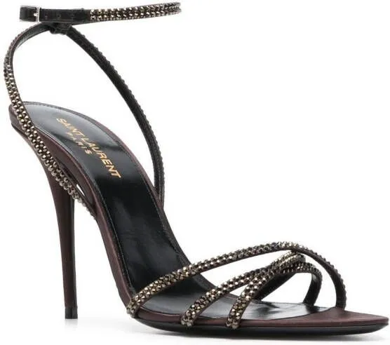 Saint Laurent Ava 105 embellished sandals Brown