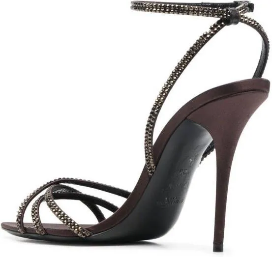 Saint Laurent Ava 105 embellished sandals Brown