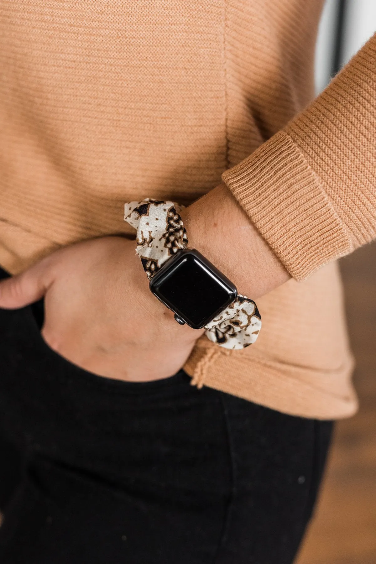 Scrunchie Smart Watch Band- Neutral Snake Skin