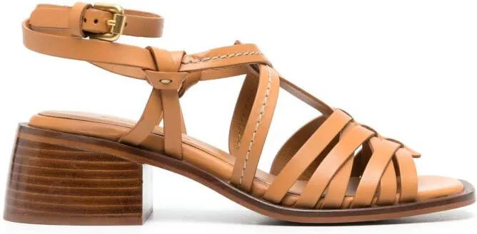 See by Chloé strappy 60mm leather sandals Brown