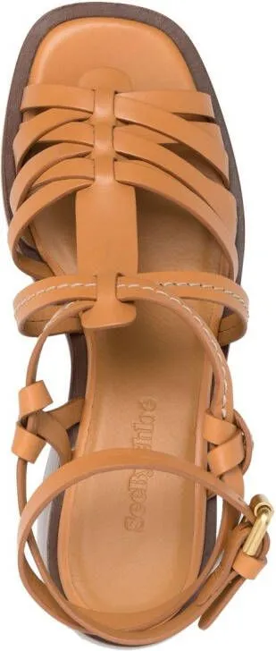 See by Chloé strappy 60mm leather sandals Brown