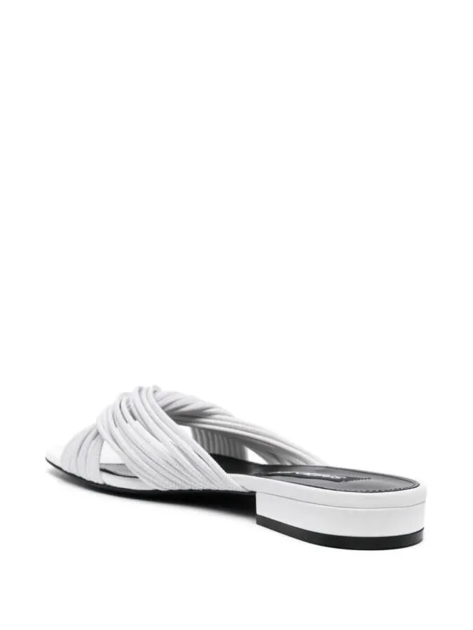 Sergio Rossi twisted leather flat sandals White