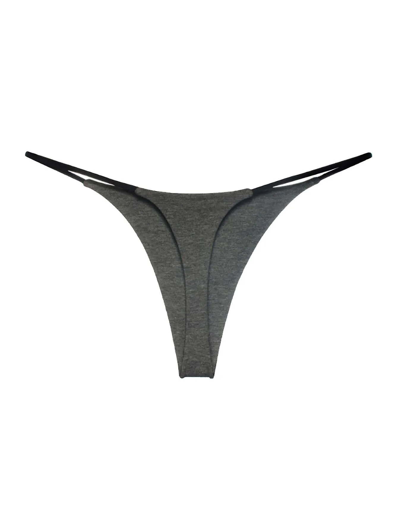 Sexy T-back G-String Thongs for Women Cotton Panties Stretch Low Rise Underwear Gray