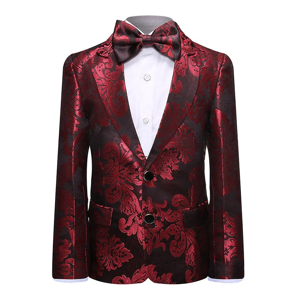 Sliktaa Boys Suit 2Pcs Shiny Print Blazer Wedding Party Dress