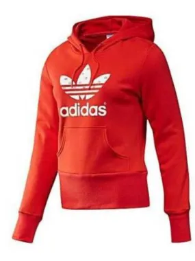 sudadera adidas trefoil hoodie rojo mujer