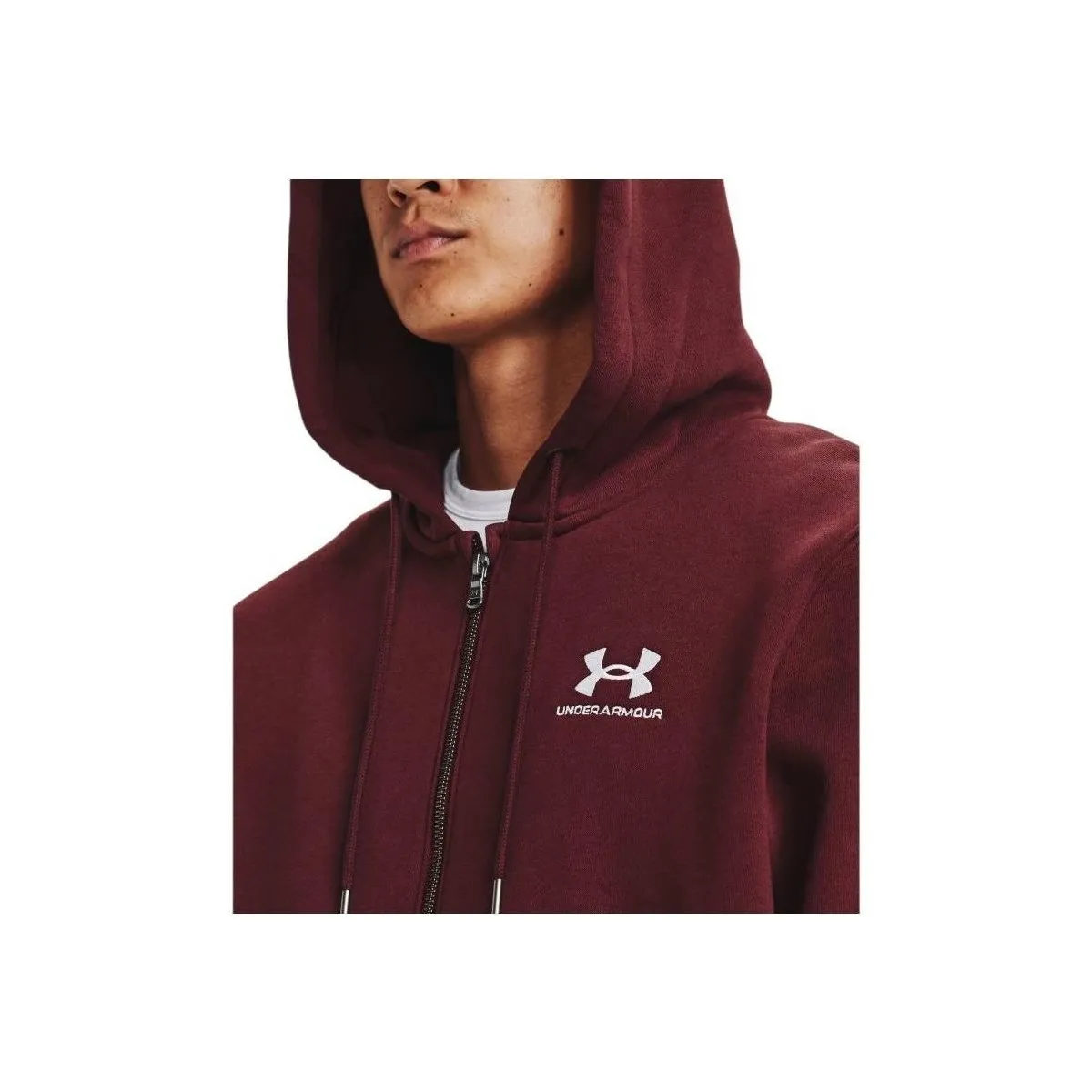 Sudadera Essential Fleece Hoodie Hombre Chestnut Red/White