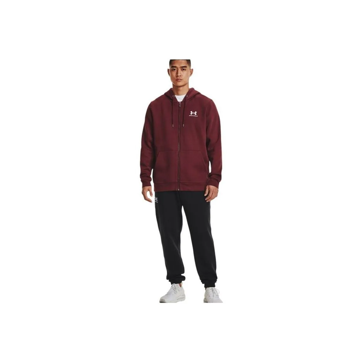 Sudadera Essential Fleece Hoodie Hombre Chestnut Red/White