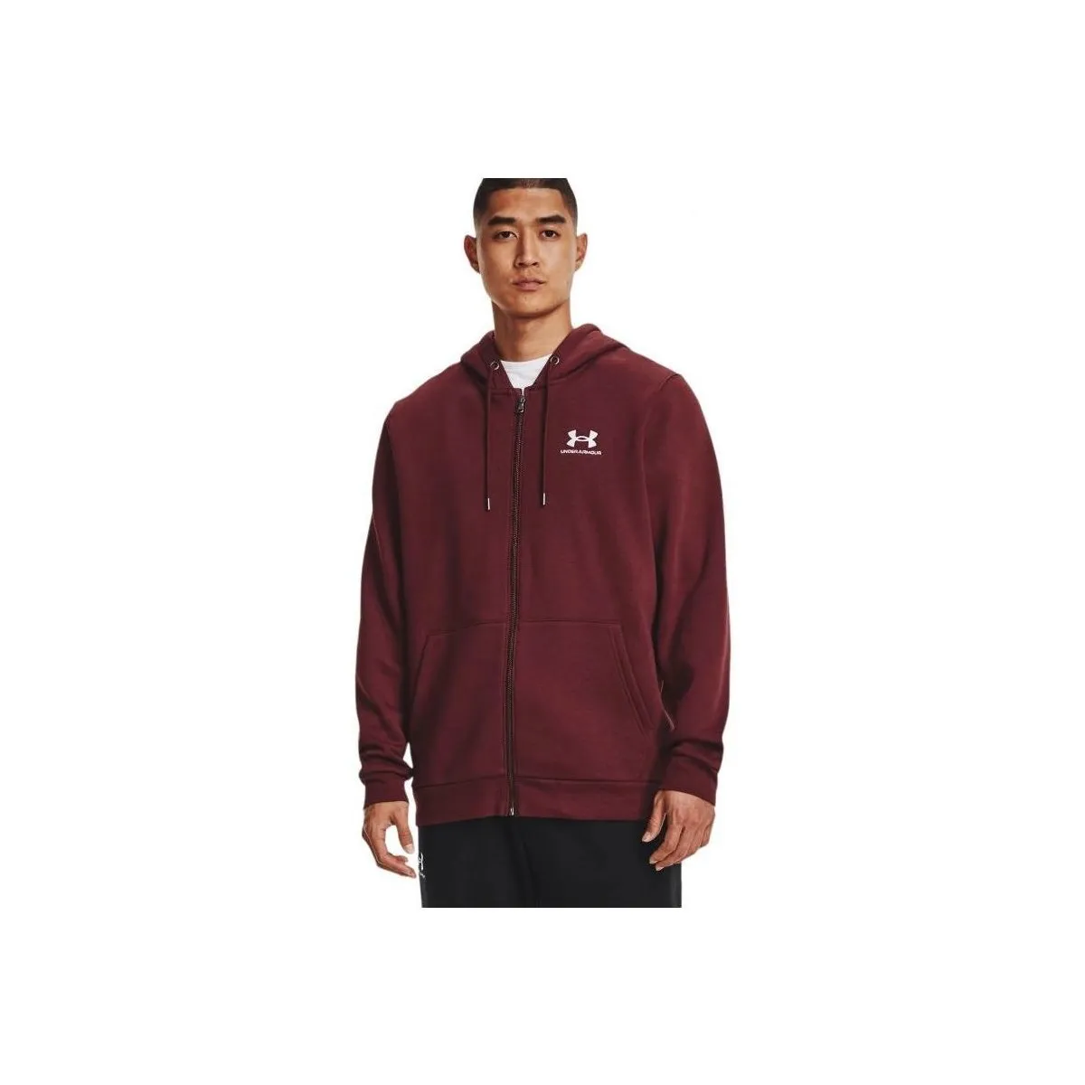 Sudadera Essential Fleece Hoodie Hombre Chestnut Red/White