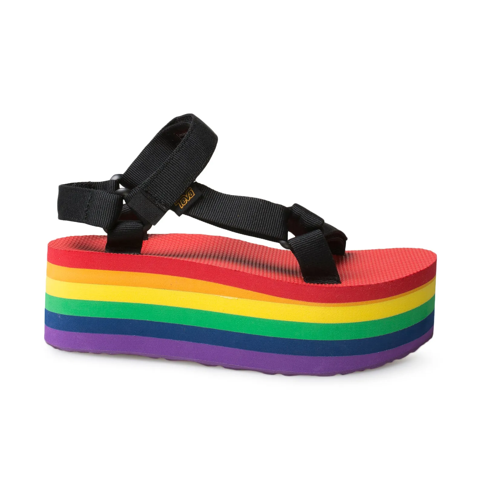 Teva Women's Flatform Universal Stripe Black Rainbow Sandals