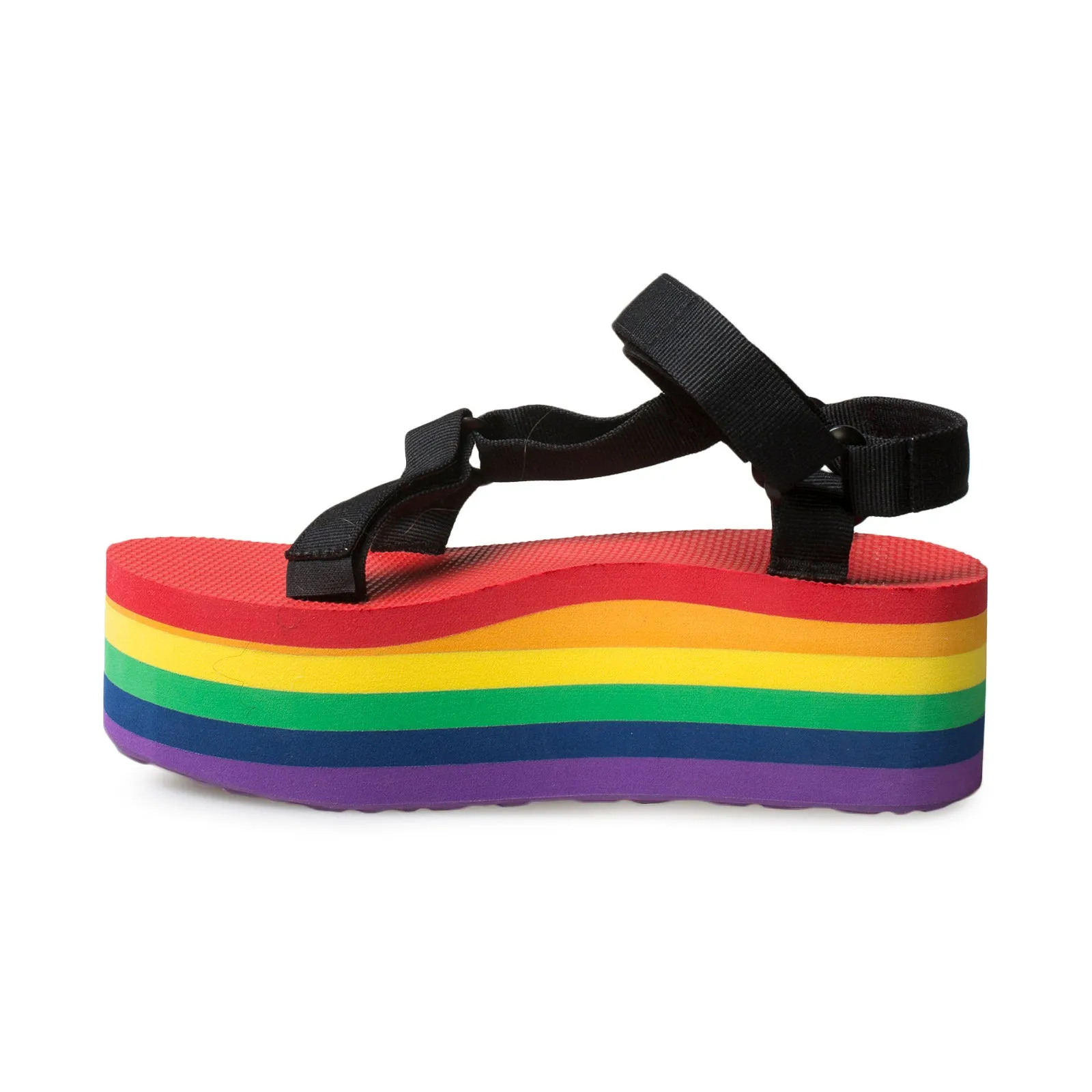 Teva Women's Flatform Universal Stripe Black Rainbow Sandals