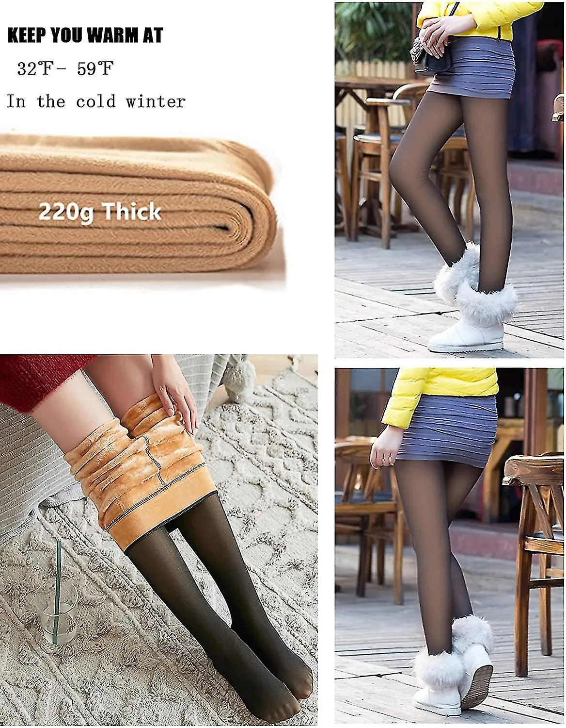 Thick Fleece Lined Tights Women Translucent Leggings Opaque Tights Thermal Stocking High Elasticity Tights