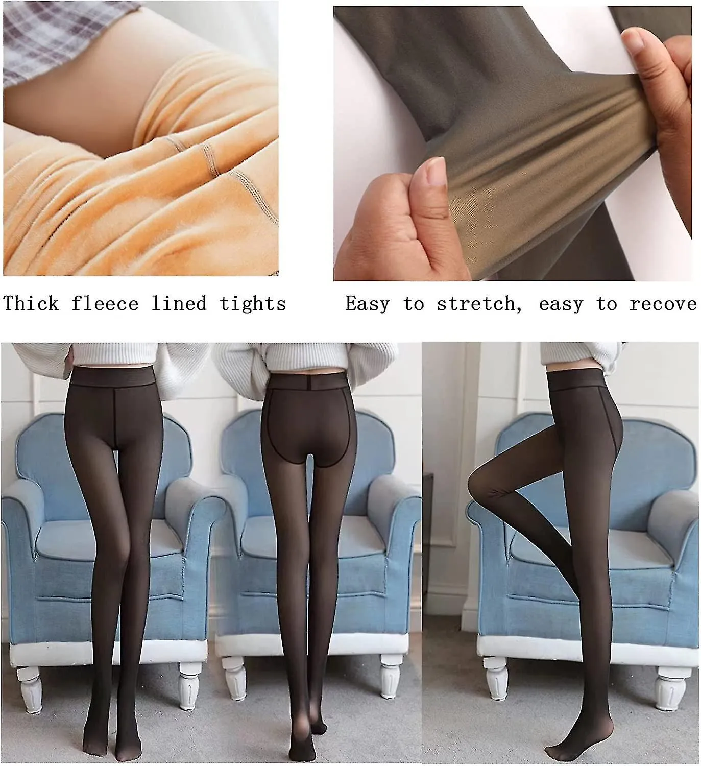 Thick Fleece Lined Tights Women Translucent Leggings Opaque Tights Thermal Stocking High Elasticity Tights