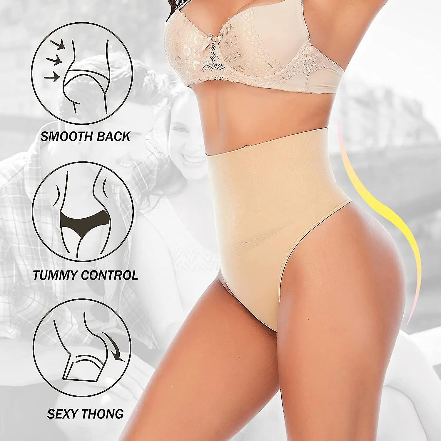 thong shapewear for women tummy control high waisted thongs slimming body shaper panty