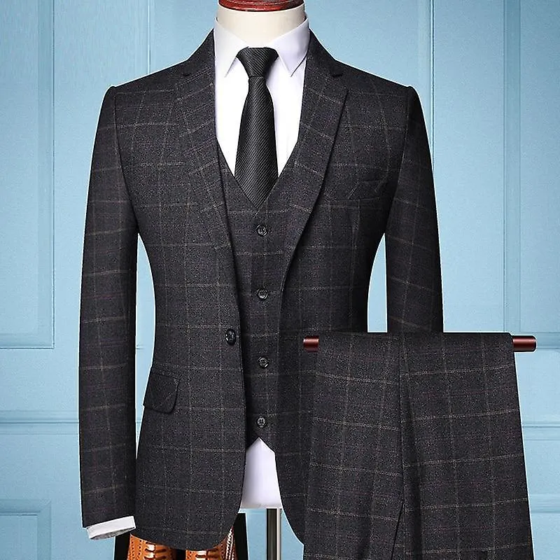 Three-piece, Formal Plaids, Boutique Wedding Suit Jacket, Vest, Pants's