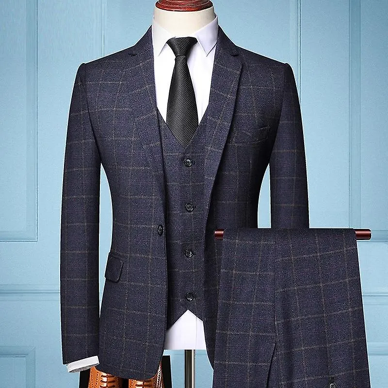 Three-piece, Formal Plaids, Boutique Wedding Suit Jacket, Vest, Pants's