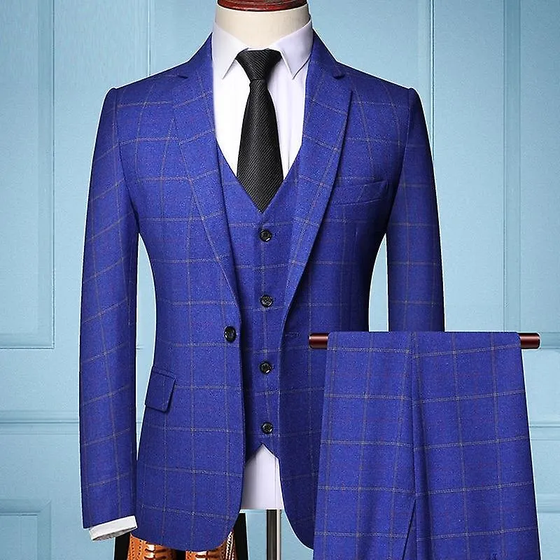 Three-piece, Formal Plaids, Boutique Wedding Suit Jacket, Vest, Pants's